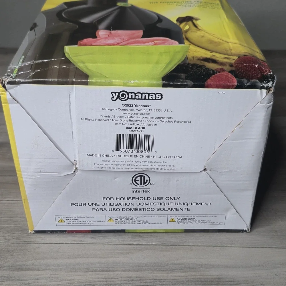 Yonanas Frozen Fruit Soft Serve Maker 902 Classic Black Open Box